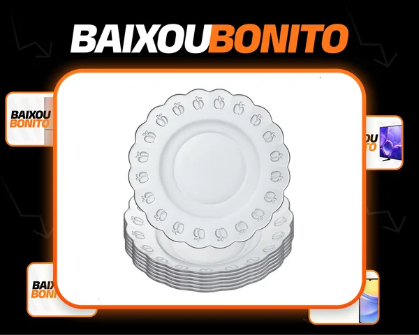 Jogo De Pratos Fundos 12 Peças Em Vidro Para Almoço/janta