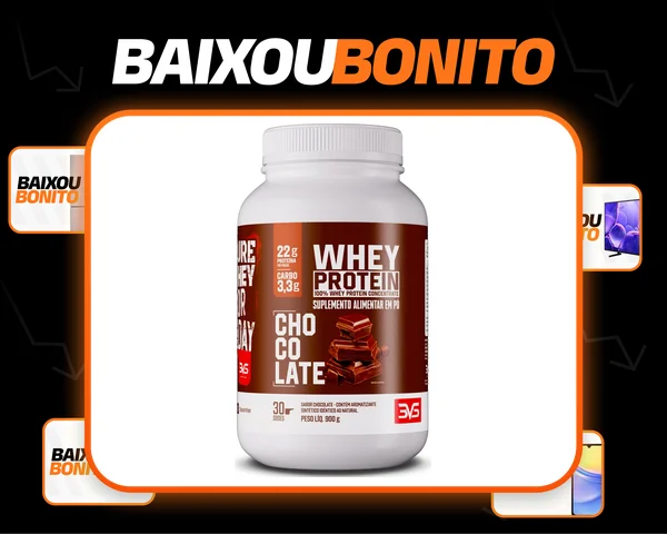 100% Whey Protein Concentrado 900g Sabor: Chocolate - Proteína 100% Pura - 3VS Nutrition