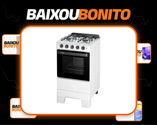 Fogão 4 Bocas Ideal Pop Com Mesa Em Inox Esmaltec - Branco