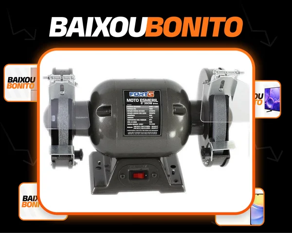 Moto Esmeril De Bancada 6 Polegadas 360w 1/2cv Bivolt 2 Rebolos FortG de bancada