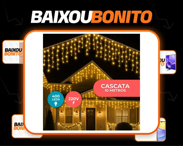 Cascata Cortina De Led l Luz Fixa 10m 400 Luzes Branco Quente Fixa Luzes De Natal Decoração Rede Area Interna Externa Proteção IP 220v Kizumba