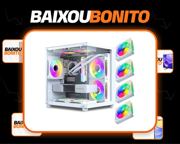 Gabinete Gamer Aquário Em Vidro Com 4 Fans Rgb Gb1797 Cor Branco