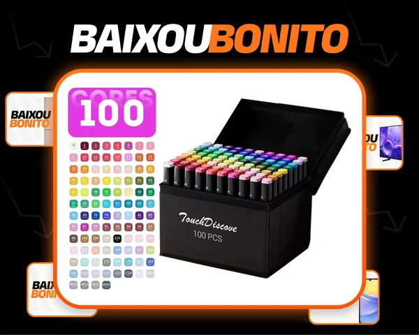 Conjunto Caneta Marcador Canetinha Ponta Dupla 100cores Kit