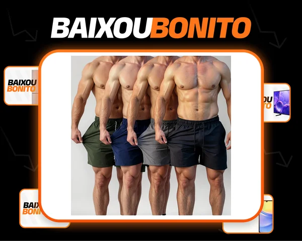 Kit 4 Bermuda Masculina Short Praia Tactel Elastano Academia