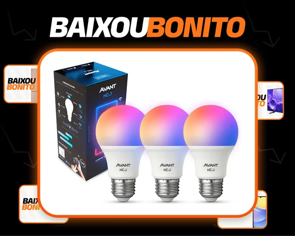 Kit 3 Lampadas Led Pera Smart Inteligente Wi Fi 2.4ghz Alexa Google 10w Rgb 2700k/6500k Branco Quente/neutro/frio E27 Cod: 290028177-3 Avant Neo