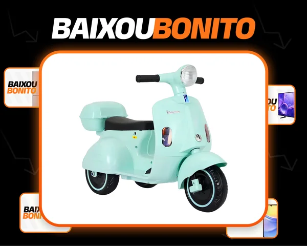 Moto Elétrica Infantil Unitoys Scooter 6V com Baú e Luzes Cor Tiffany 3 Rodas