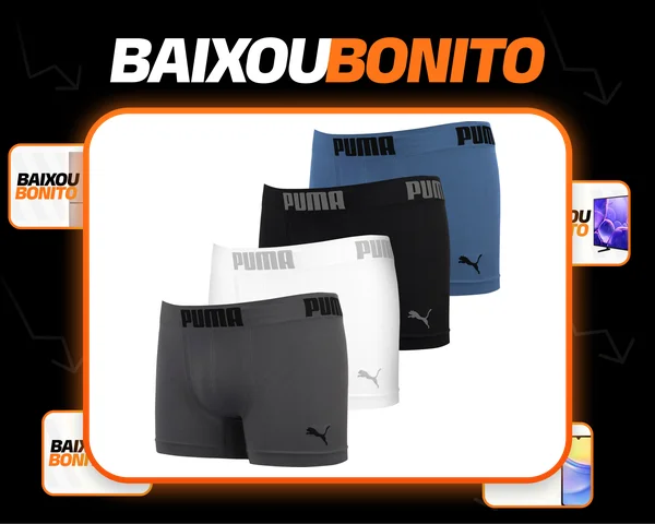 Kit 4 Cuecas Boxer Puma Sem Costura Microfibra Original