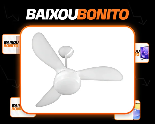 Ventilador De Teto Ventisol Fênix E-27 Branco 130w Com 3 Pás De Plástico, 960 mm De Diâmetro