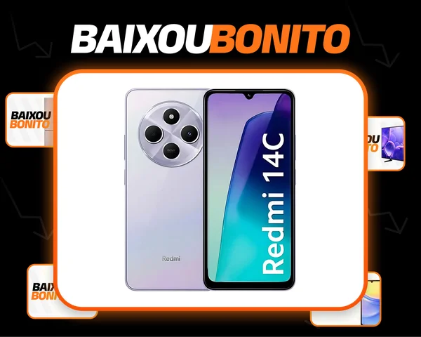 Celular Xiaomi Redmi 14c, 8gb de RAM, 256gb de ROM, Dual Sim, tela de 6,88", conectividade 4G, câmera principal de 50mp, câmera frontal de 13mp, roxo claro