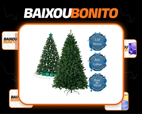 Árvore De Natal 2,10 Metros 850 Galhos Pinheiro Tradicional E Planeta Tech Cheia Luxuosa Modelo Premium