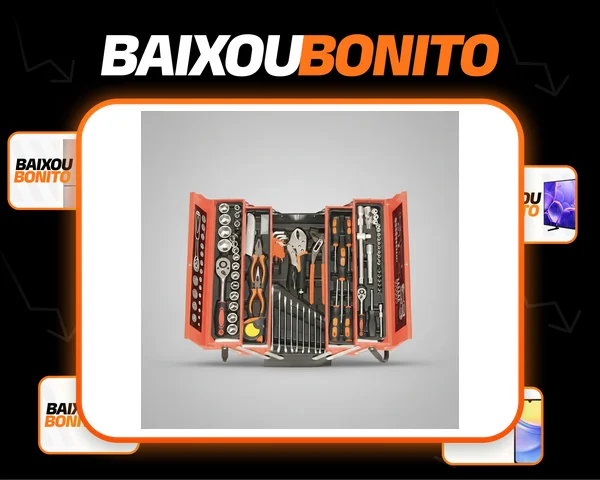 Caixa De Ferramenta Completa C/ 85 Peças Aço Crv Manutenção Laranja