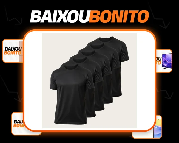 Kit 5 Camisetas Dry Fit Lisa Masculina Basica Academia