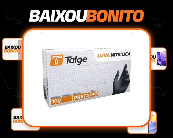 Luvas Nitrilicas Talge cor preto tamanho M com 100 unidades