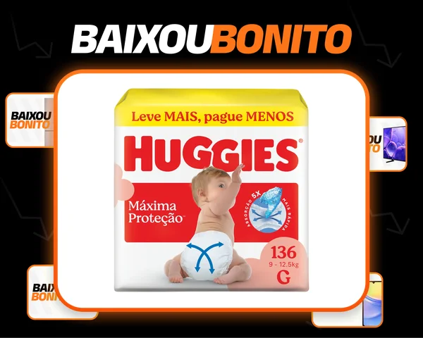 Huggies Fralda Descartável Máxima Proteção G - 136 Un