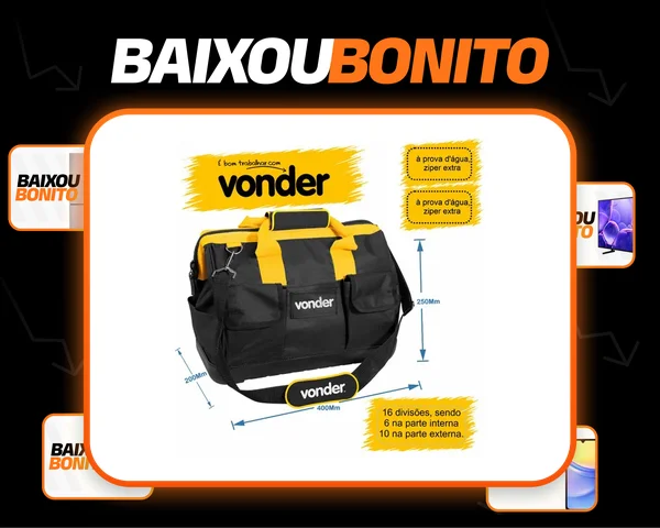 Bolsa Em Lona Para Ferramentas 15 Pol Bl-070 Vonder cor Preto/Amarelo