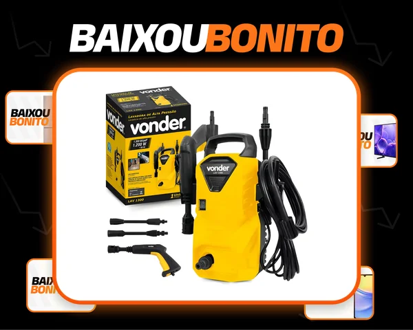 Lavadora de alta pressão Vonder Leve LAV1300 220V amarela de 1.3kW com 90bar de pressão máxima - 60Hz