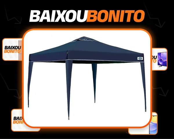 Gazebo Dobrável Mor 3x3 X-Flex Articulado Resistente Azul - Tenda Desmontável Estrutura Articulada 3 Metros Tendal Prático