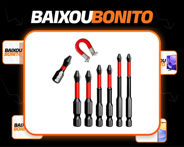 Ponta Bits Ph2 50mm + 70mm + 90mm Ponteira Magnética 6 Peças