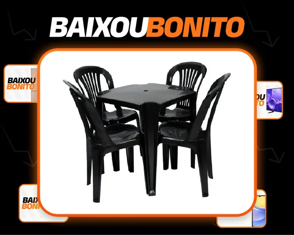 Jr Plasticos kit mesa monobloco com 4 cadeiras bistrô gold suporta até 182kg cor preto