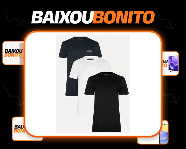 Kit Camisetas Tommy Hilfiger Preta/branca/azul - Original