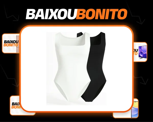 Kit 2 Body Feminino Regata Alça Larga Blusa Decote Quadrado