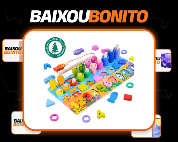 Brinquedo Pedagógico Madeira Montessori Educativo Números Cor Colorido Atacarejo Kids