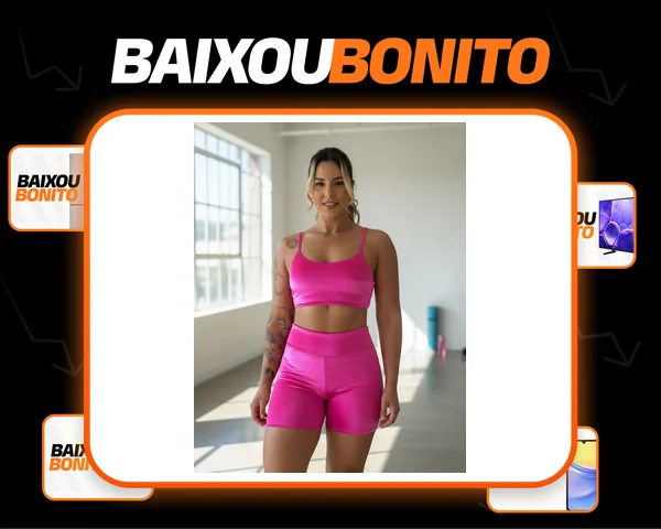 Conjunto Fitness Virginia Top Shorts Meia Coxa Cintura Alta