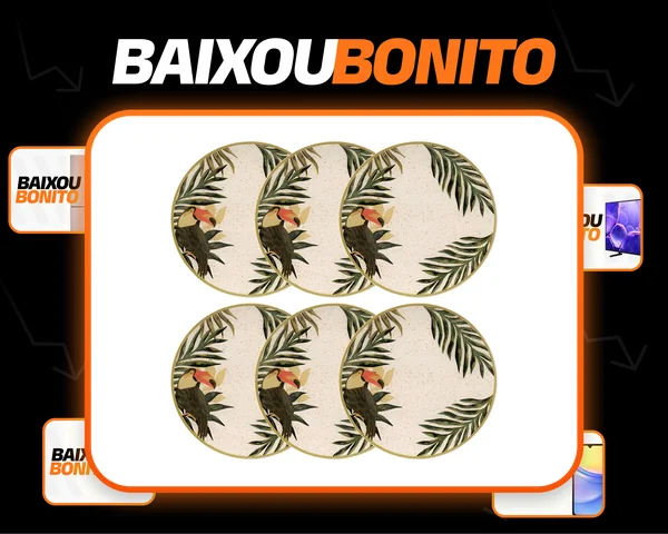 Jogo De 6 Pratos Rasos 26 Cm Oxford Unni Tropicano