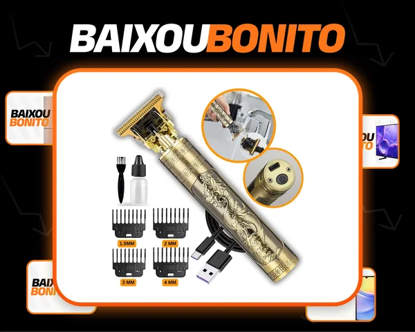 Maquina Maquininha De Cortar Cabelo Barbeador Eletrico Aparador De Pelos Acabamento Dragão Buda Profissional Kamufla