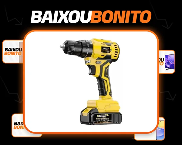 Parafusadeira Furadeira 21v C/ Impacto Brushless - 2 Bateria Cor Amarelo