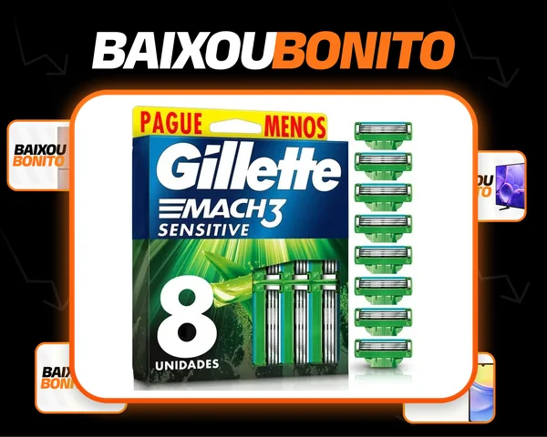 Gillette Mach3 Sensitive carga de barbeador 8 unidades