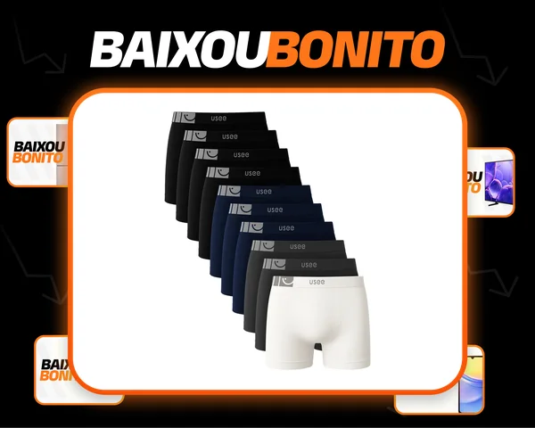 Kit Com 10 Cuecas Boxer Microfibra Adulto Usee Brasil