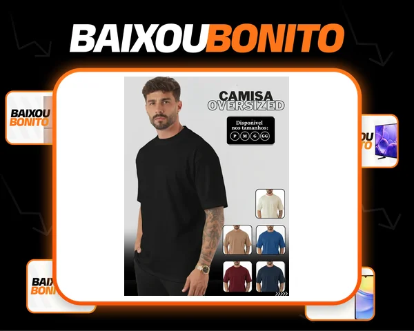 Camiseta Masculina Oversized Algodão Básica
