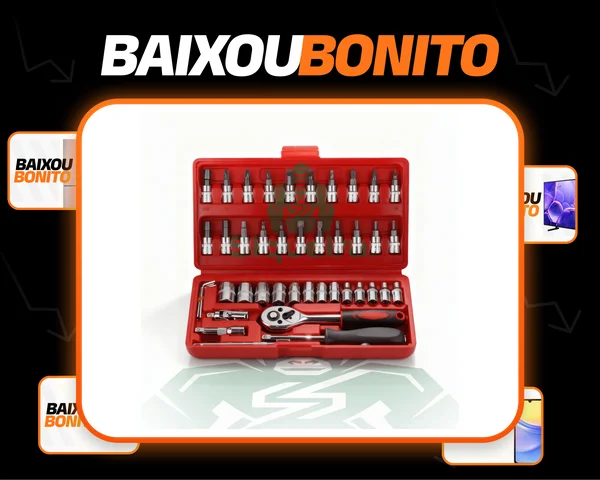 Jogo De Soquete S Siqueira Aço Crv 1/4 Catraca Chave Allen Fenda Philips Com Maleta Kit 46 Peças Ferramentas Profissional Completa
