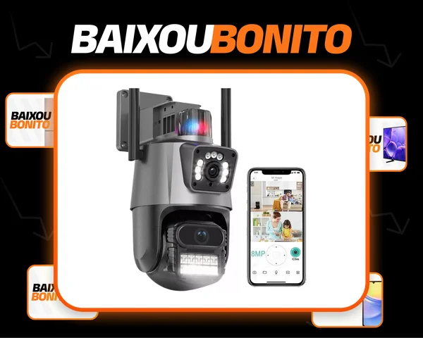 Câmera segurança Ip Wifi P11-qq6 Lente Dupla 6mp app Icsee cor preto Estary Shop