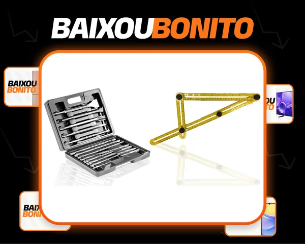 Kit 17 Brocas Sds + Régua Medidora Esquadro Multi Titanium