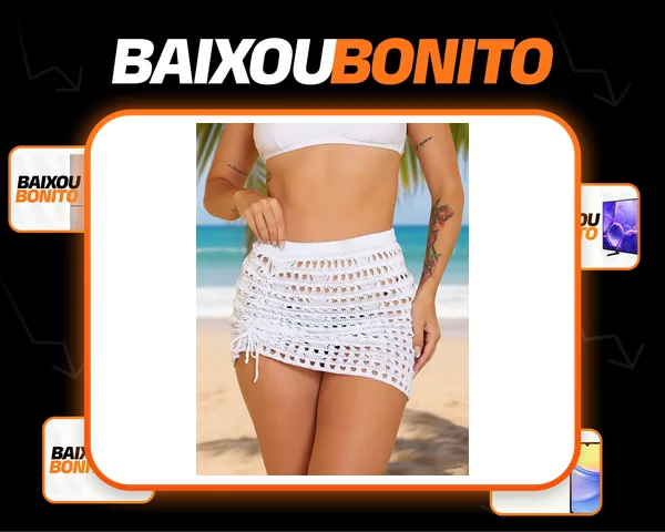 Saia Curta Saida Praia Feminina Cordao Ajustavel Moda Trico