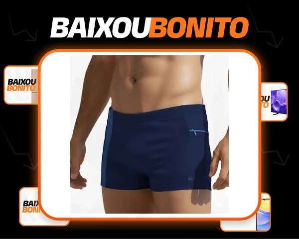 Sunga Boxer Masculina C/ Bolso Praia Natação Uv Dryfast Mash