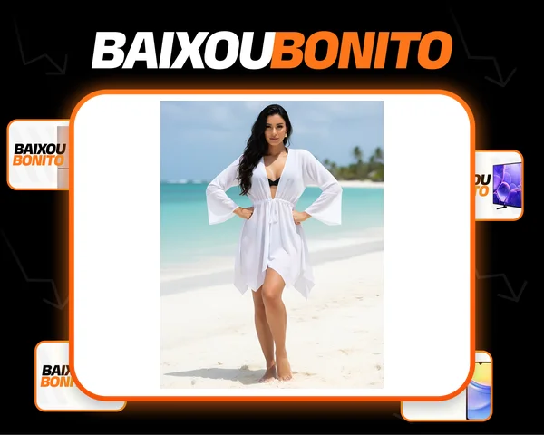 Saida Praia Kimono Trico Moda Piscina Vestido Tule Amarrar