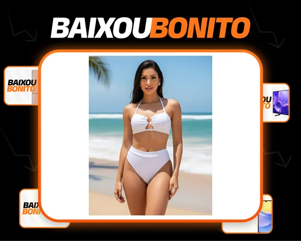 Biquini Feminino Argola Hot Paint Cintura Alta Amarrar Praia