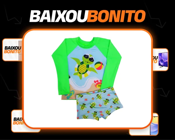 Sunga + Blusa Proteção Solar Fps Uv50 Roupa Banho Infantil