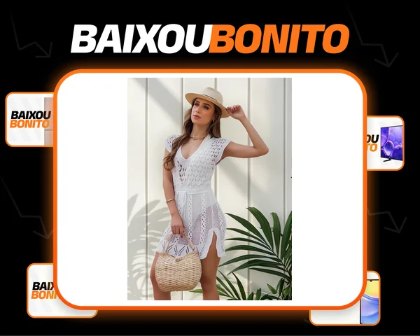 Saída De Praia Curta Fenda Acinturada Verão Tricot Moda