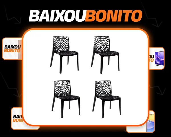 AJL Cadeira De Jantar Gruvyer Preta 4 Unidades De Jantar Estrutura Da Cadeira Preto Assento Preto