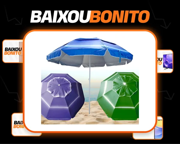 Guarda-sol Grande 1,90m Praia Piscina Reforçado Uv Verão Azul Lisa