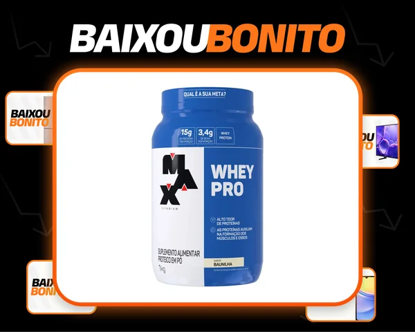 Whey Pro Baunilha Max Titanium Protein Pro Com Bcaa E Aminoácidos 1kg Sabor Baunilha