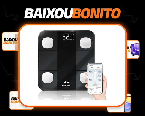 Balança Digital Corporal Bioimpedância Aplicativo Bluetooth Relaxmedic