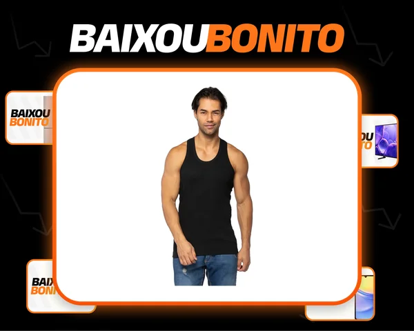 Regata Masculina Lisa Decote Costas Fechado Canelada Algodão