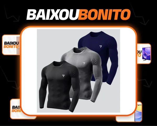 Kit 3 Camisetas Térmicas Masculina Segunda Pele Camisa Uv50-