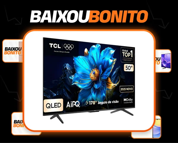 Smart TV TCL 50 Polegadas QLED 4K P7K WiFi Bluetooth Google TV HDR10+ Dolby Atmos Dolby Vision 50P7K