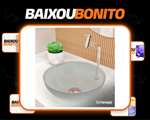 Cuba Pia de Apoio Sobrepor Vidro Redonda 29cm Transparente Banheiro Lavabo Beltempo BT-4030